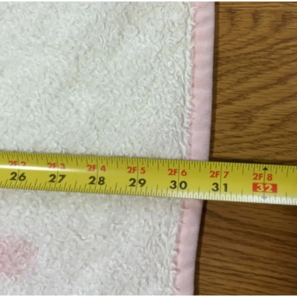 Carters Pink Bunny Baby Blanket Plush Fleece Rabbit Flowers Butterfly *READ*